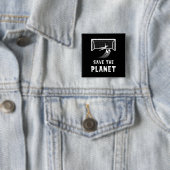 Voetbal Aarddag Red de Planeet Vierkante Button 5,1 Cm (In situ)