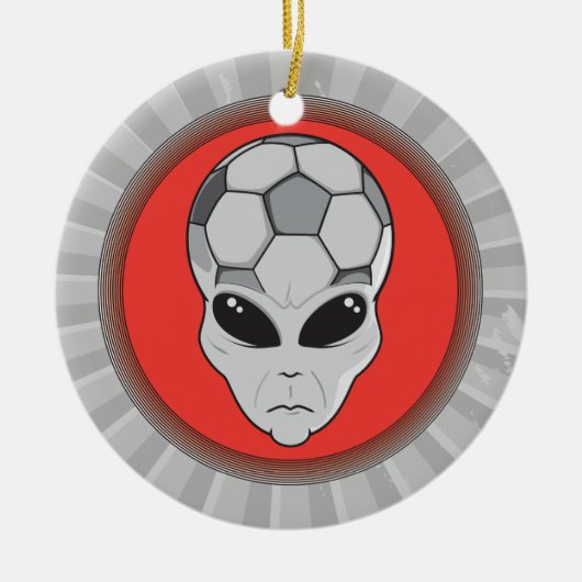 voetbal alien hoofd grafisch keramisch ornament (Voorkant)