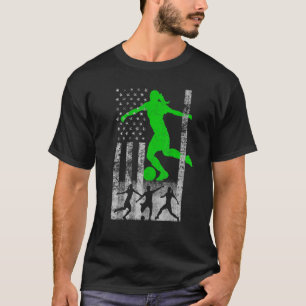 Voetbal Amerikaanse vlag Groen Vrouw Voetballer O T-shirt