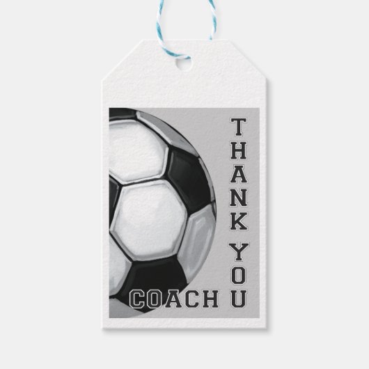 Voetbal Art Bedankt Coach Cadeaulabel (Voorkant)