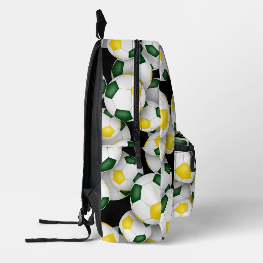 Voetbal Atleet Monogram Groen Goud Club Kleuren Bedrukte Rugzak (Links)