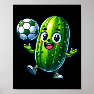 Voetbal augurk mascotte schattig cartoon voetbal h poster