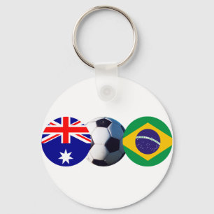 Voetbal Australië en Brazilië vlaggen de MUSEUM Sleutelhanger