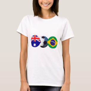 Voetbal Australië en Brazilië vlaggen de MUSEUM T-shirt