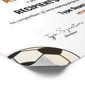 Voetbal award certificaat, beste spelersherkenning poster (Hoek)