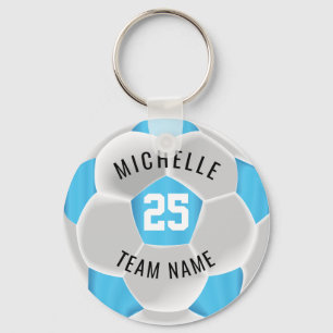 Voetbal ⚽ - Baby Blue en White Sleutelhanger