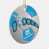 Voetbal - Baby Blue | Personaliseren Keramisch Ornament (Rechts)