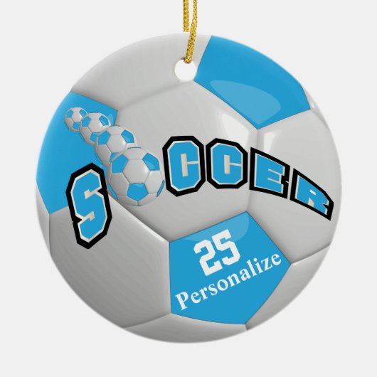 Voetbal - Baby Blue | Personaliseren Keramisch Ornament (Voorkant)