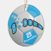 Voetbal - Baby Blue | Personaliseren Keramisch Ornament (Links)