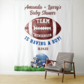 Voetbal Baby Shower Achtergrond Wandkleed (In situ)
