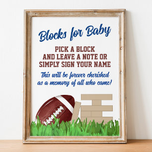 Voetbal Baby Shower Blok voor Baby Handtekening Foto Afdruk