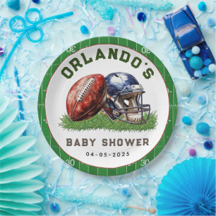 Voetbal Baby Shower   Een Kleine All Star Is Op We Papieren Bordje