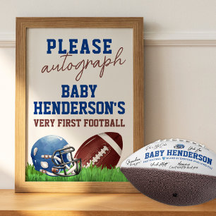 Voetbal Baby Shower Gelieve de Voetbal te Ondertek Foto Afdruk