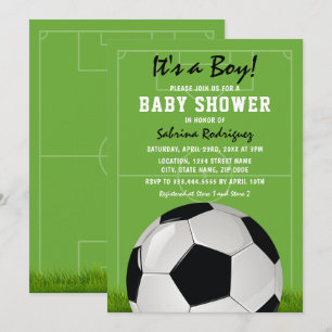 Voetbal Baby Shower   Het is een Jongen Kaart
