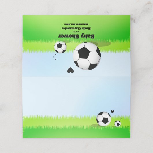Voetbal Baby shower | Kaart plaatsen Plaatskaartje (Buitenkant ongevouwen)