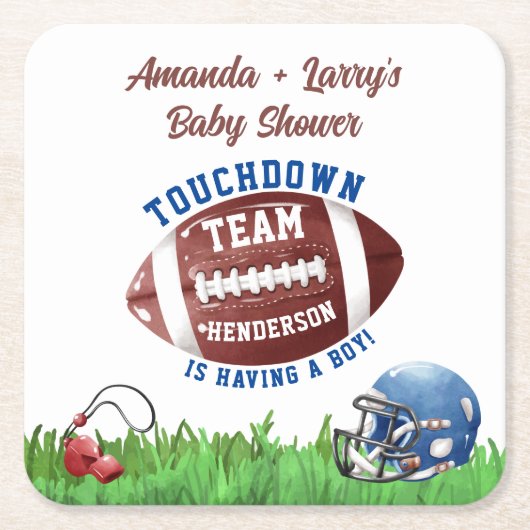 Voetbal Baby Shower Kartonnen Onderzetters (Voorkant)