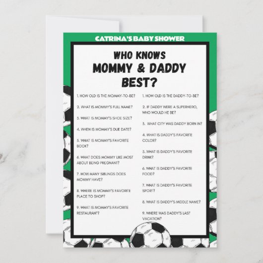 Voetbal Baby shower spel, Football - bewerkbare na Kaart (Voorkant)