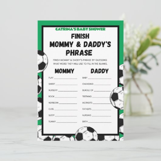 Voetbal Baby shower spel, Football - bewerkbare na Kaart (Staand voorkant)