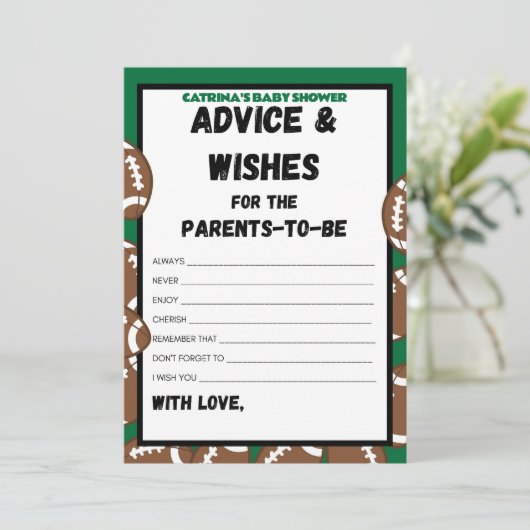 Voetbal Baby Shower Spel, Voetbal - Bewerkbare Naa Kaart (Staand voorkant)