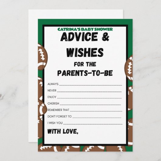 Voetbal Baby Shower Spel, Voetbal - Bewerkbare Naa Kaart (Voorkant / Achterkant)