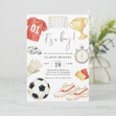 Voetbal Baby Shower Uitnodiging (Staand voorkant)