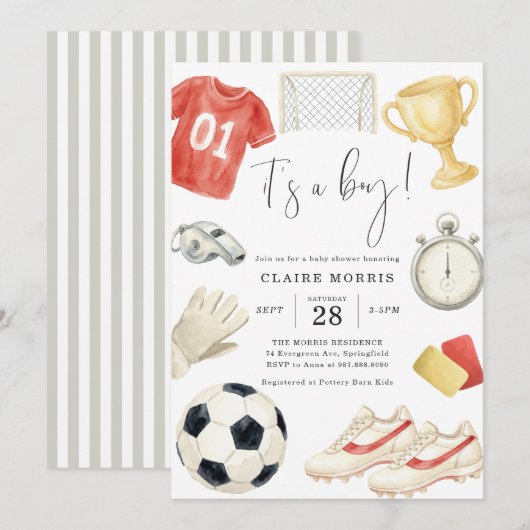 Voetbal Baby Shower Uitnodiging (Voorkant / Achterkant)