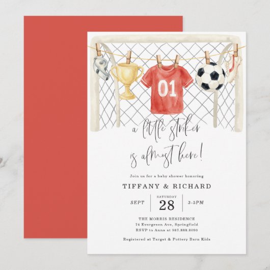 Voetbal Baby Shower Uitnodiging (Voorkant / Achterkant)