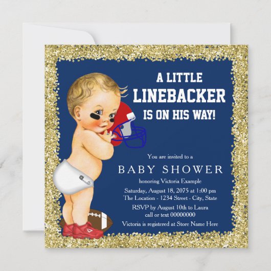 Voetbal Baby Shower Uitnodiging (Voorkant)