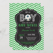 Voetbal Baby shower Uitnodiging Green Chevron (Voorkant / Achterkant)