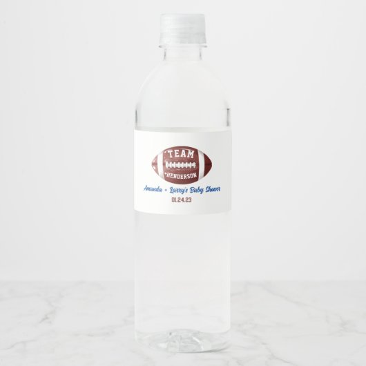 Voetbal Baby Shower Waterfles Etiket (Voorkant)