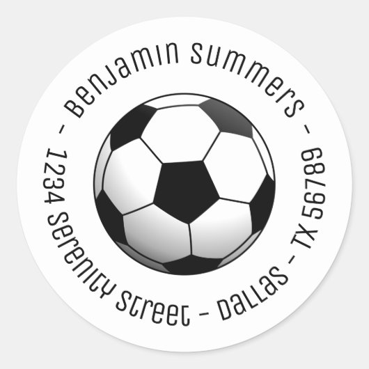 Voetbal Bal Aangepaste Ronde Tekst Sticker (Voorkant)