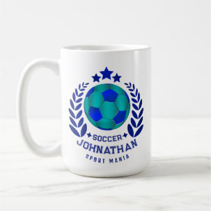 Voetbal Bal Crest Fel Blauw Sport Fan Cadeaus Koffiemok