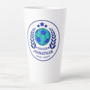 Voetbal Bal Crest Fel Blauw Sport Fan Geschenken Latte Mok