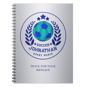 Voetbal Bal Crest Fel Blauw Sport Fan Geschenken Notitieboek
