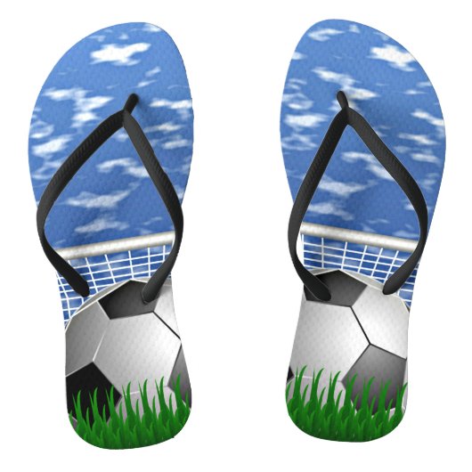 Voetbal, bal en net teenslippers (Voetbed)