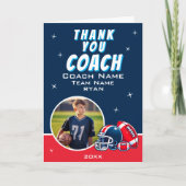 Voetbal Bal Helm Cartoon Coach Foto Bedankkaart (Voorkant)