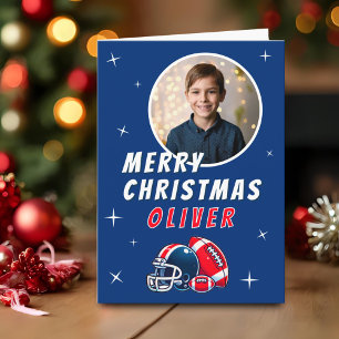 Voetbal Bal Helm Cartoon Foto Prettig Kerstfeest Kaart