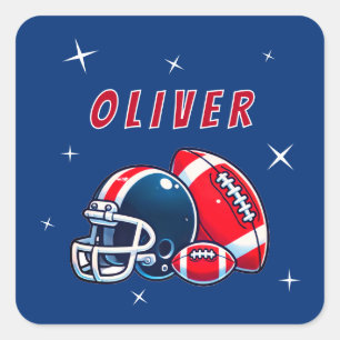 Voetbal Bal Helm Cartoon Sporten Kerstmis Vierkante Sticker