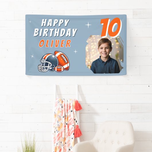 Voetbal Bal Helm Tekenfilm Foto Verjaardagsfeestje Spandoek (Insitu)