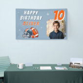 Voetbal Bal Helm Tekenfilm Foto Verjaardagsfeestje Spandoek (Beurs)