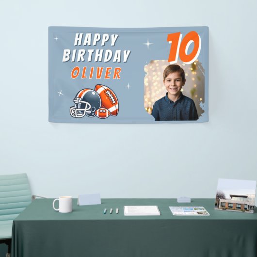 Voetbal Bal Helm Tekenfilm Foto Verjaardagsfeestje Spandoek (Beurs)