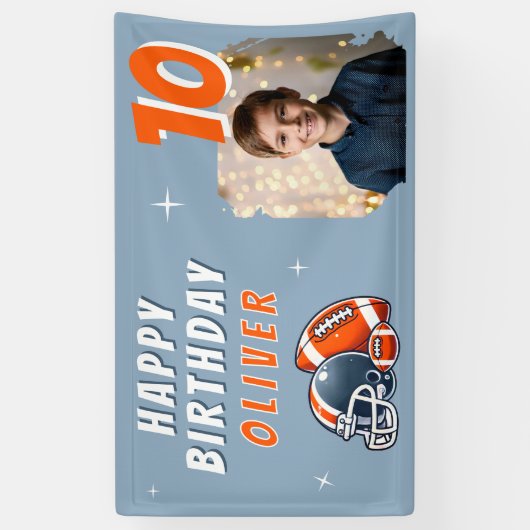 Voetbal Bal Helm Tekenfilm Foto Verjaardagsfeestje Spandoek (Verticaal)