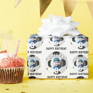 Voetbal Bal Kinderen Verjaardag Leeftijd Foto Cadeaupapier