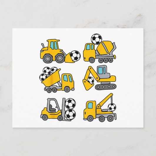 Voetbal Bal Kinderen Voetbal Bouwtrucks Briefkaart (Voorkant)