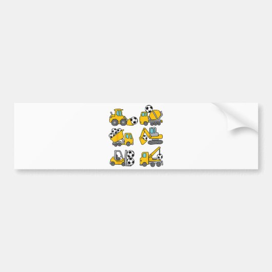 Voetbal Bal Kinderen Voetbal Bouwtrucks Bumpersticker (Voorkant)