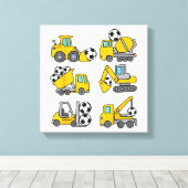Voetbal Bal Kinderen Voetbal Bouwtrucks Canvas Afdruk (Insitu (Houten vloer))