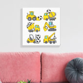 Voetbal Bal Kinderen Voetbal Bouwtrucks Canvas Afdruk (Insitu (Woonkamer))