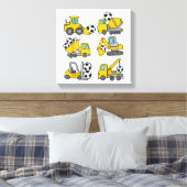 Voetbal Bal Kinderen Voetbal Bouwtrucks Canvas Afdruk (Insitu (Slaapkamer))