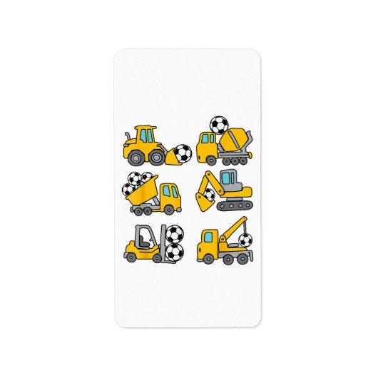 Voetbal Bal Kinderen Voetbal Bouwtrucks Etiket (Voorkant)