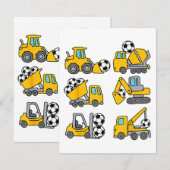 Voetbal Bal Kinderen Voetbal Bouwtrucks Informatiekaartje (Voorkant / Achterkant)